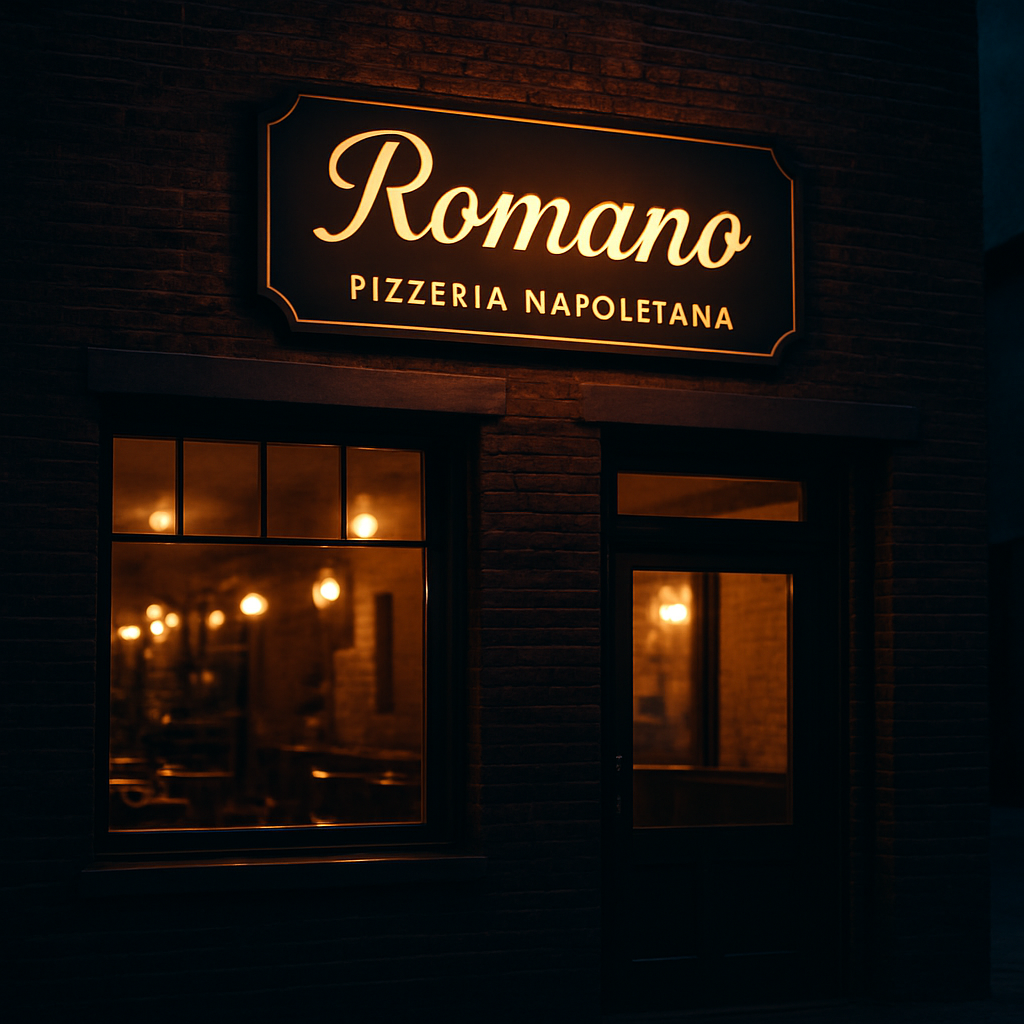 Pizzeria Romano mit einem einzigen Schild